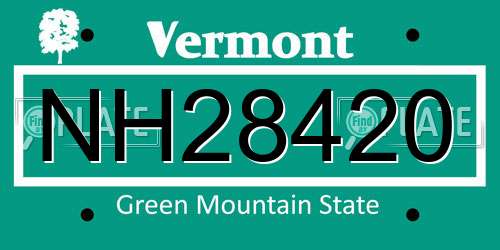 NH28420 Vermont License Plate