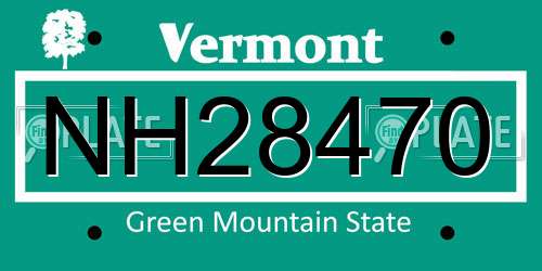 NH28470 Vermont License Plate