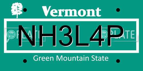 NH3L4P Vermont License Plate