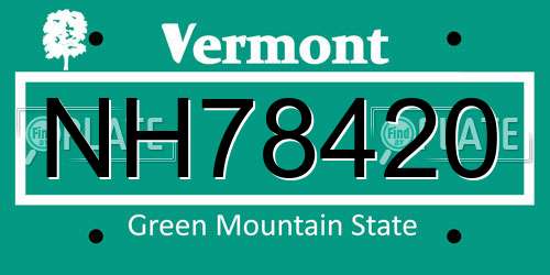 NH78420 Vermont License Plate