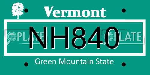 NH840 Vermont License Plate