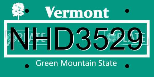 NHD3529 Vermont License Plate