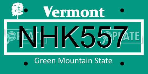 NHK557 Vermont License Plate