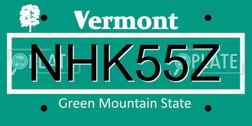 NHK55Z Vermont License Plate