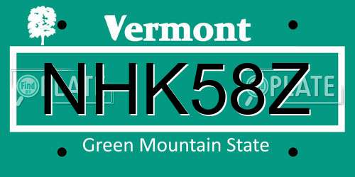 NHK58Z Vermont License Plate