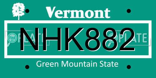 NHK882 Vermont License Plate