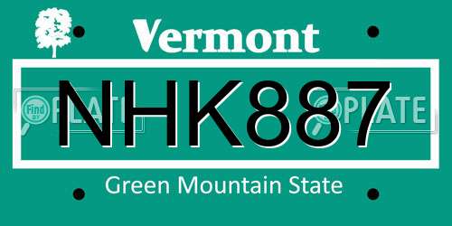 NHK887 Vermont License Plate