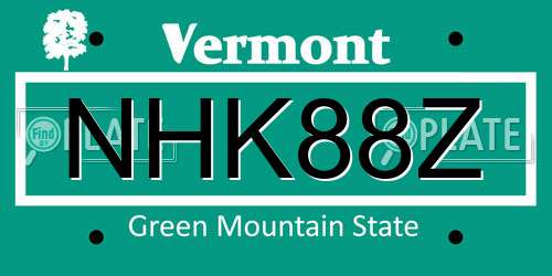 NHK88Z Vermont License Plate