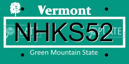 NHKS52 Vermont License Plate
