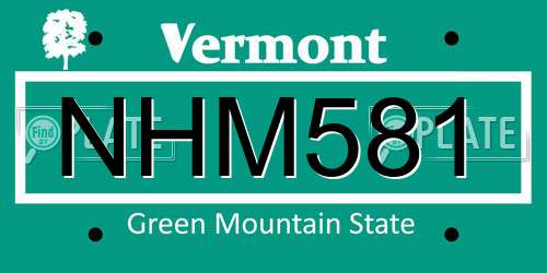 NHM581 Vermont License Plate
