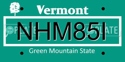 NHM85I Vermont License Plate