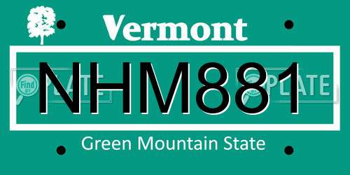 NHM881 Vermont License Plate