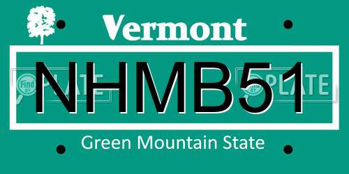 NHMB51 Vermont License Plate