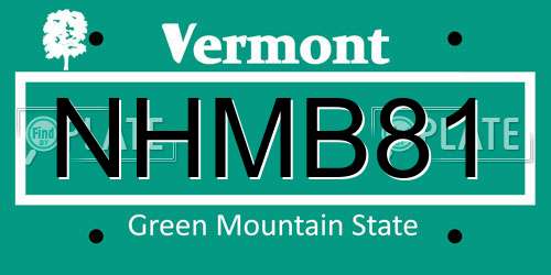 NHMB81 Vermont License Plate