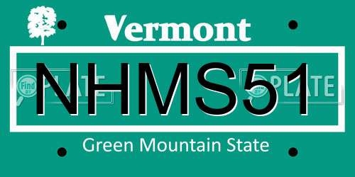NHMS51 Vermont License Plate