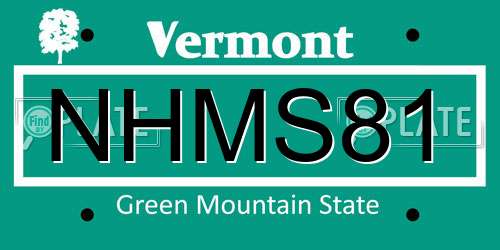 NHMS81 Vermont License Plate