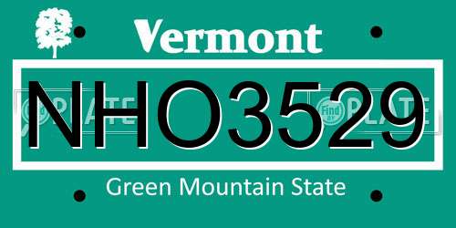 NHO3529 Vermont License Plate