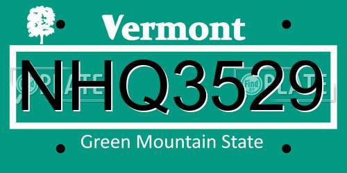 NHQ3529 Vermont License Plate