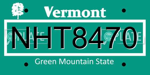 NHT8470 Vermont License Plate