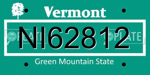 NI62812 Vermont License Plate