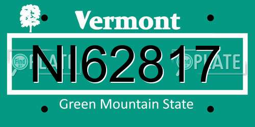 NI62817 Vermont License Plate