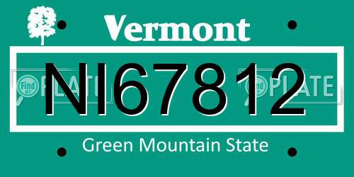 NI67812 Vermont License Plate