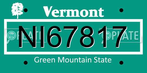 NI67817 Vermont License Plate