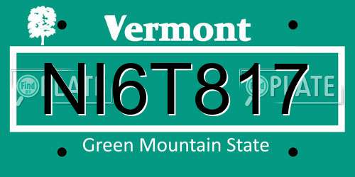 NI6T817 Vermont License Plate