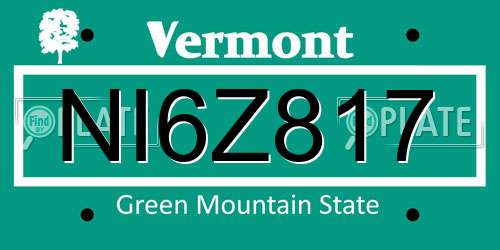 NI6Z817 Vermont License Plate