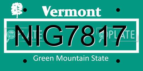 NIG7817 Vermont License Plate