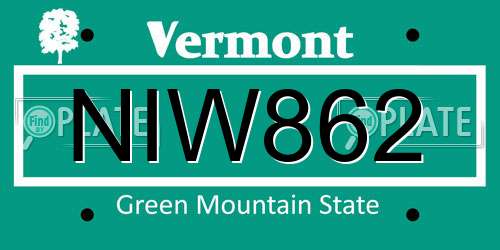 NIW862 Vermont License Plate