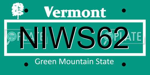 NIWS62 Vermont License Plate