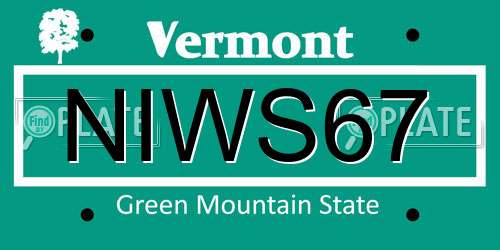 NIWS67 Vermont License Plate