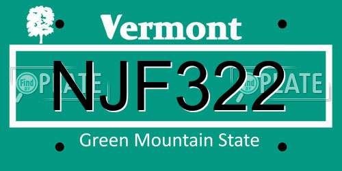 NJF322 Vermont License Plate