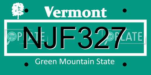 NJF327 Vermont License Plate
