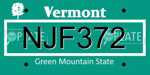 NJF372 Vermont License Plate