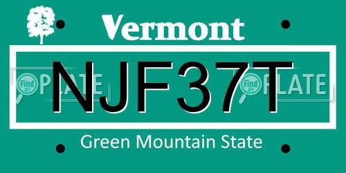 NJF37T Vermont License Plate