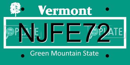 NJFE72 Vermont License Plate
