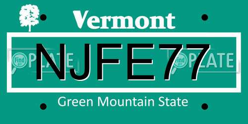 NJFE77 Vermont License Plate
