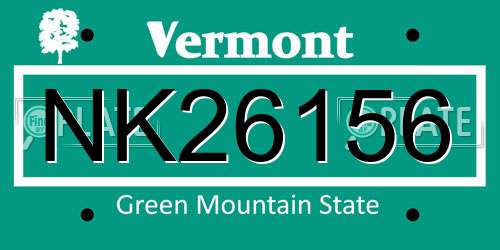 NK26156 Vermont License Plate