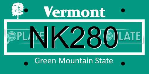 NK280 Vermont License Plate