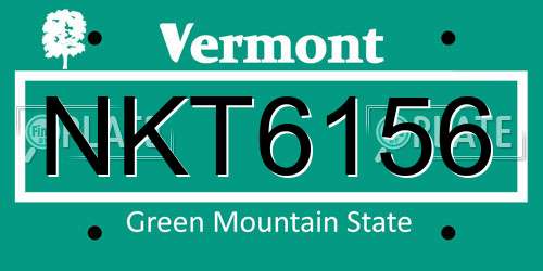 NKT6156 Vermont License Plate
