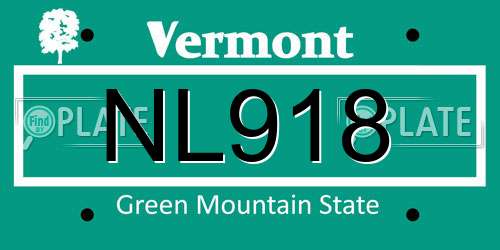 NL918 Vermont License Plate