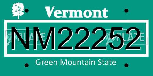 NM22252 Vermont License Plate