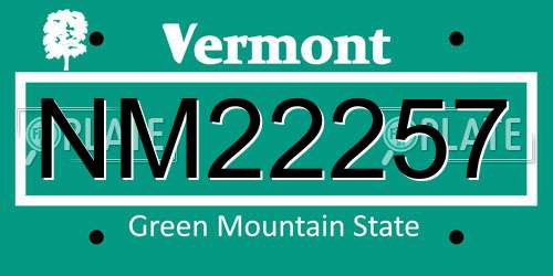 NM22257 Vermont License Plate