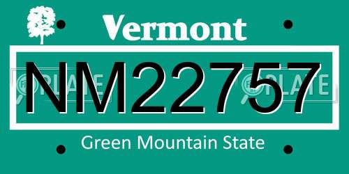 NM22757 Vermont License Plate