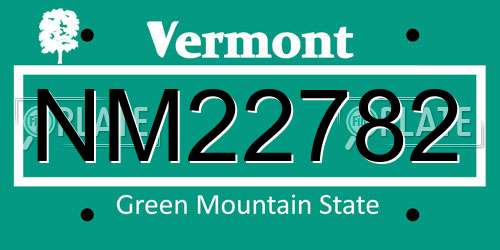 NM22782 Vermont License Plate