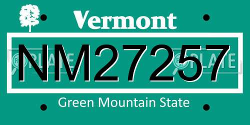 NM27257 Vermont License Plate