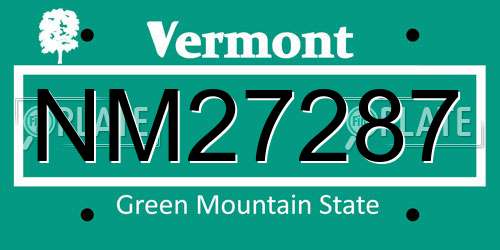 NM27287 Vermont License Plate