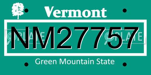 NM27757 Vermont License Plate